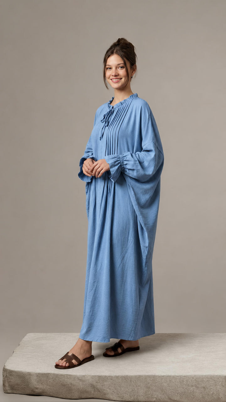 MH Batwing Dress with Inner Drawstring, One Size UK 8-20, Dress Length 53 inches, Chest Size 54 inches, Casual Womenswear Summer Maxi Long Sleeve