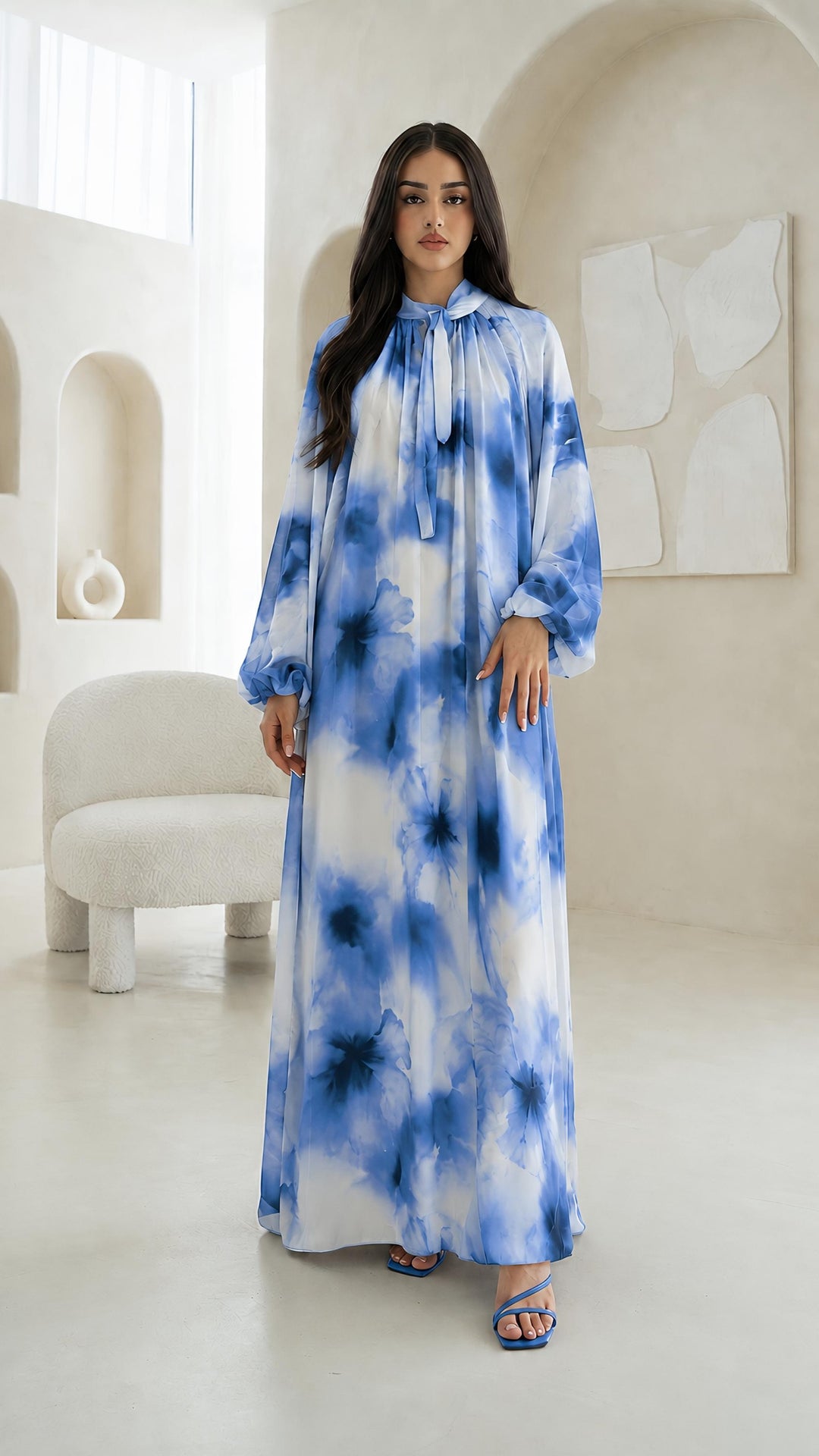 MH Chiffon Dress with Inner Lining One Size UK 10-20 Length 54 Inches Chest 26 Inches Elegant Flowing Design Casual Womenswear Summer Basic Long Sleeve Maxi