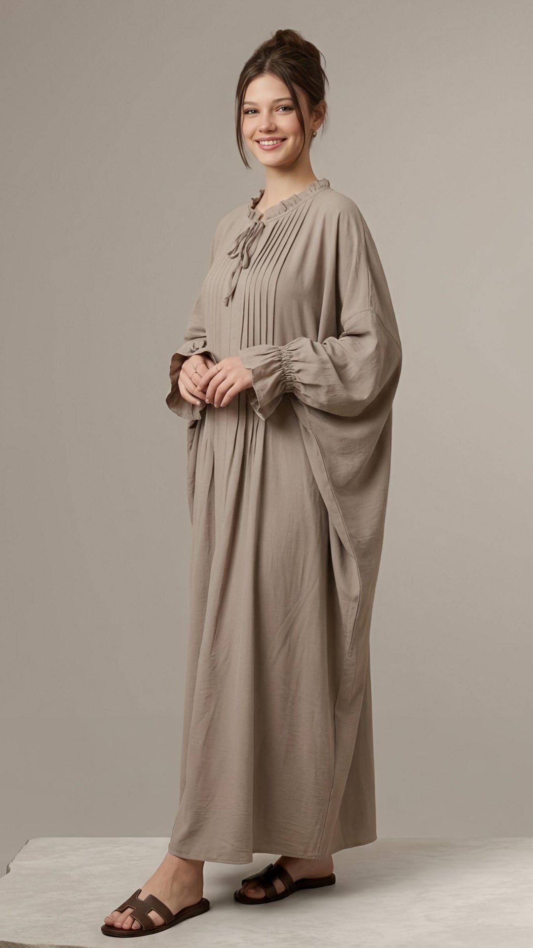 MH Batwing Dress with Inner Drawstring, One Size UK 8-20, Dress Length 53 inches, Chest Size 54 inches, Casual Womenswear Summer Maxi Long Sleeve