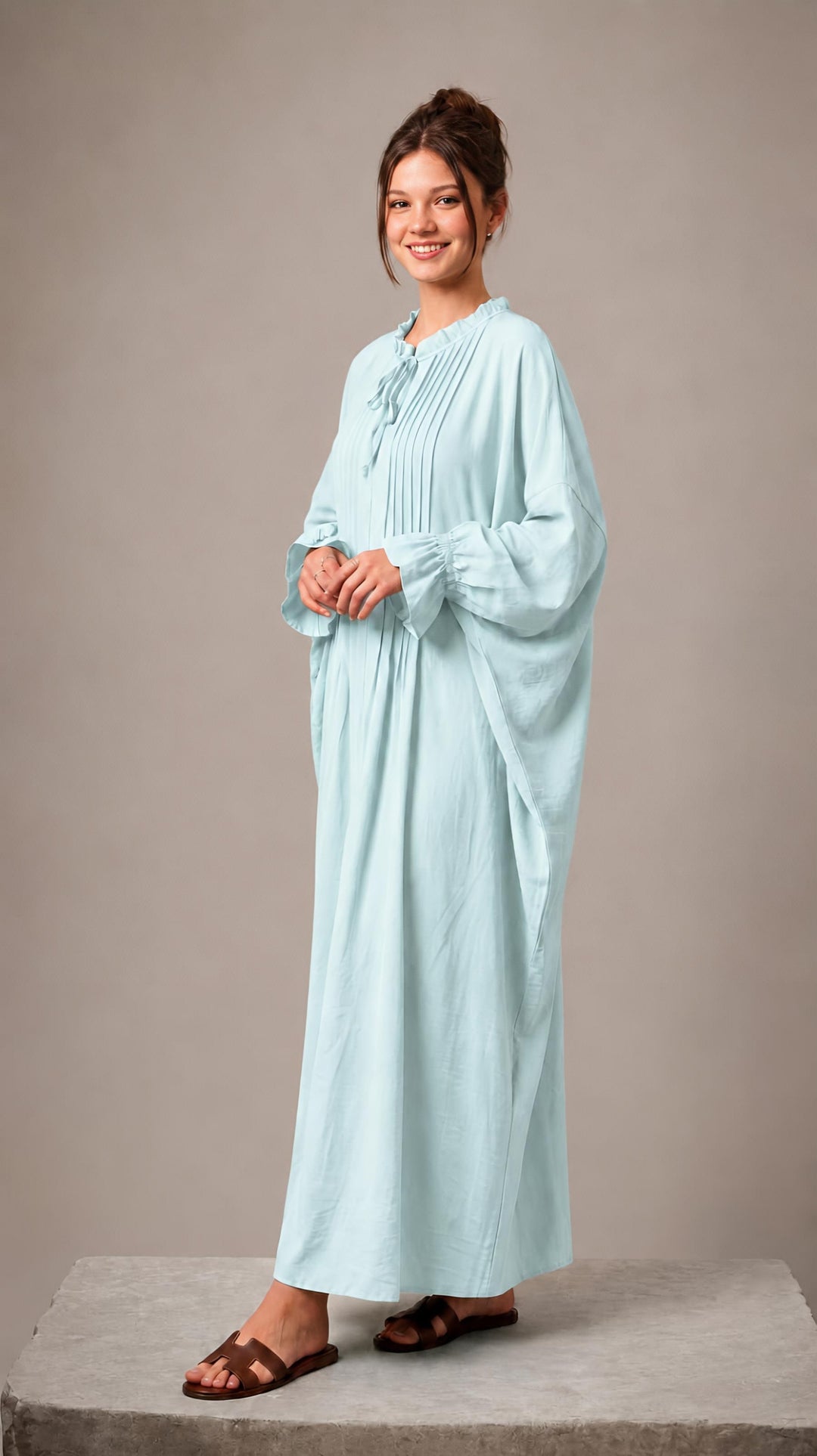 MH Batwing Dress with Inner Drawstring, One Size UK 8-20, Dress Length 53 inches, Chest Size 54 inches, Casual Womenswear Summer Maxi Long Sleeve