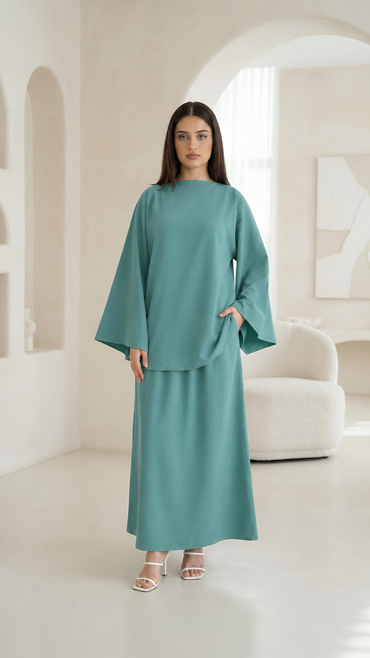 MH Premium Soft Viscose Flared Sleeves Shirt and Skirt with Pockets, One size UK 10-18, Shirt length 27 inches, chest 23 inches, trouser length 41 inches, waist 24 inches