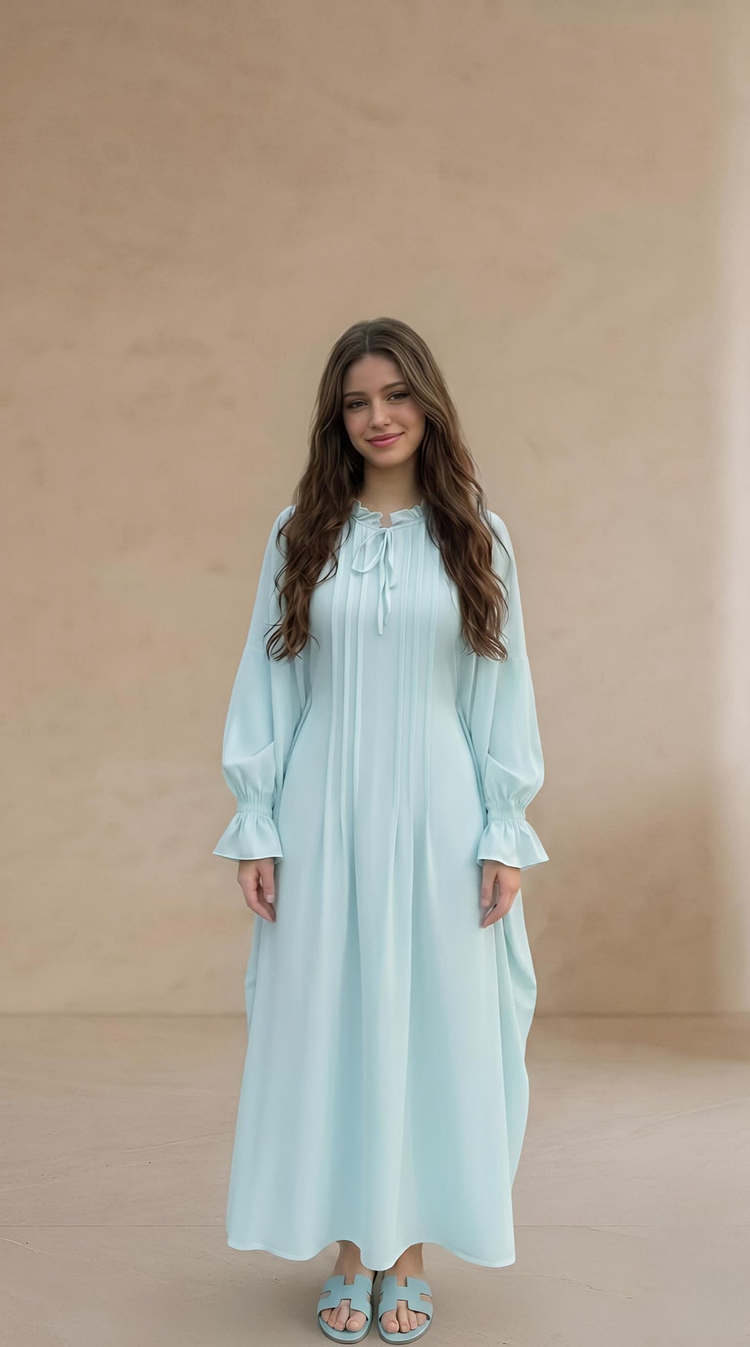 MH Batwing Dress with Inner Drawstring, One Size UK 8-20, Dress Length 53 inches, Chest Size 54 inches, Casual Womenswear Summer Maxi Long Sleeve