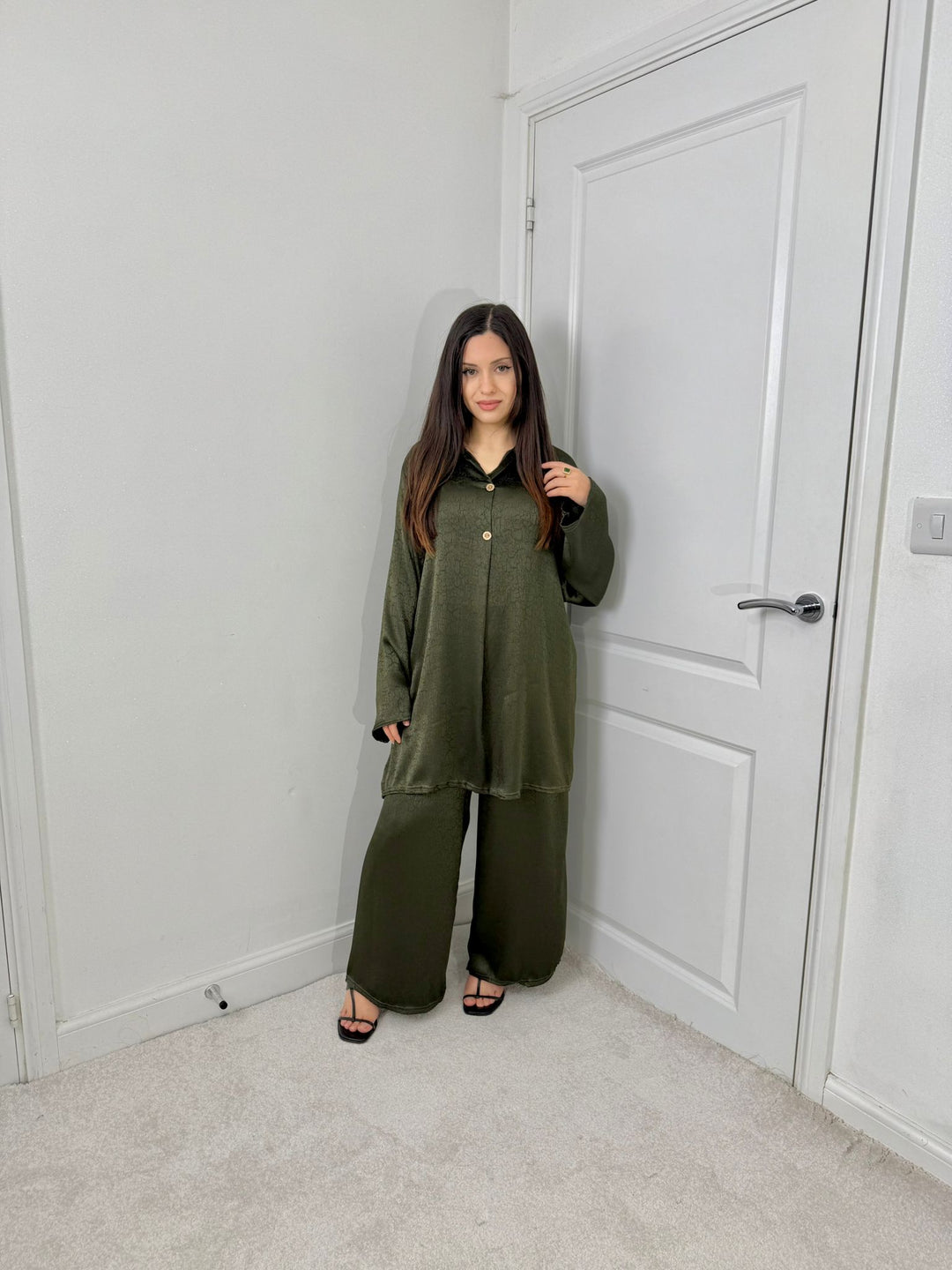 Olive - Silk Satin Co-Ord