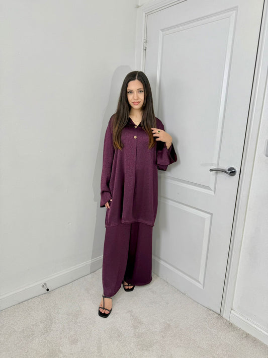 Plum - Silk Satin Co-Ord Set