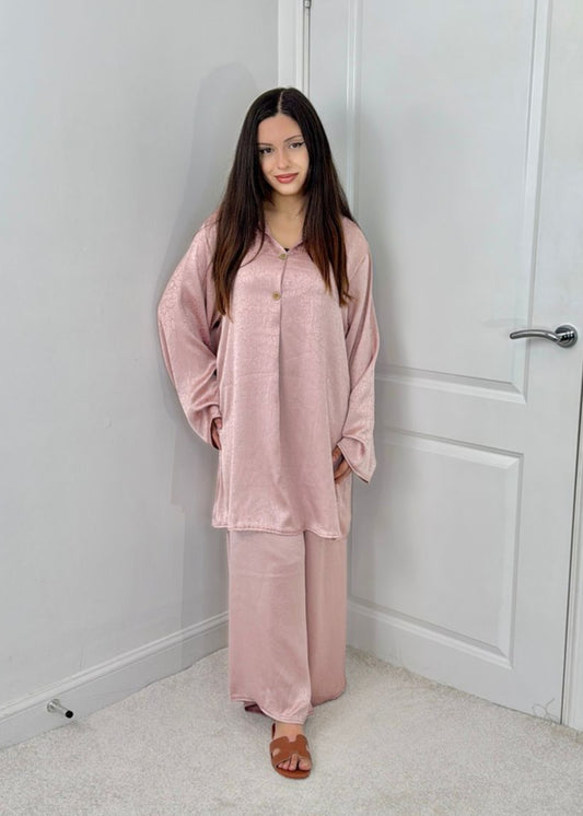 Pink - Silk Satin Co-Ord Set