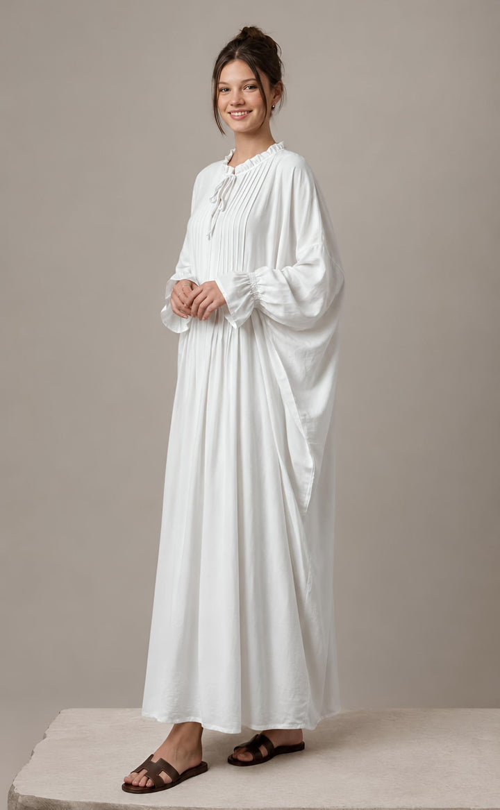 MH Batwing Dress with Inner Drawstring, One Size UK 8-20, Dress Length 53 inches, Chest Size 54 inches, Casual Womenswear Summer Maxi Long Sleeve