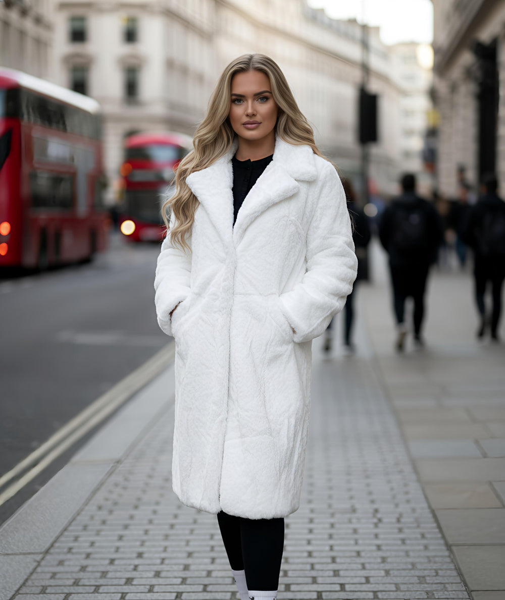 MH Premium Fur Coat - Double Lined With Pockets Outerwear One Size UK 8-16, length 40 inches, 23 inches