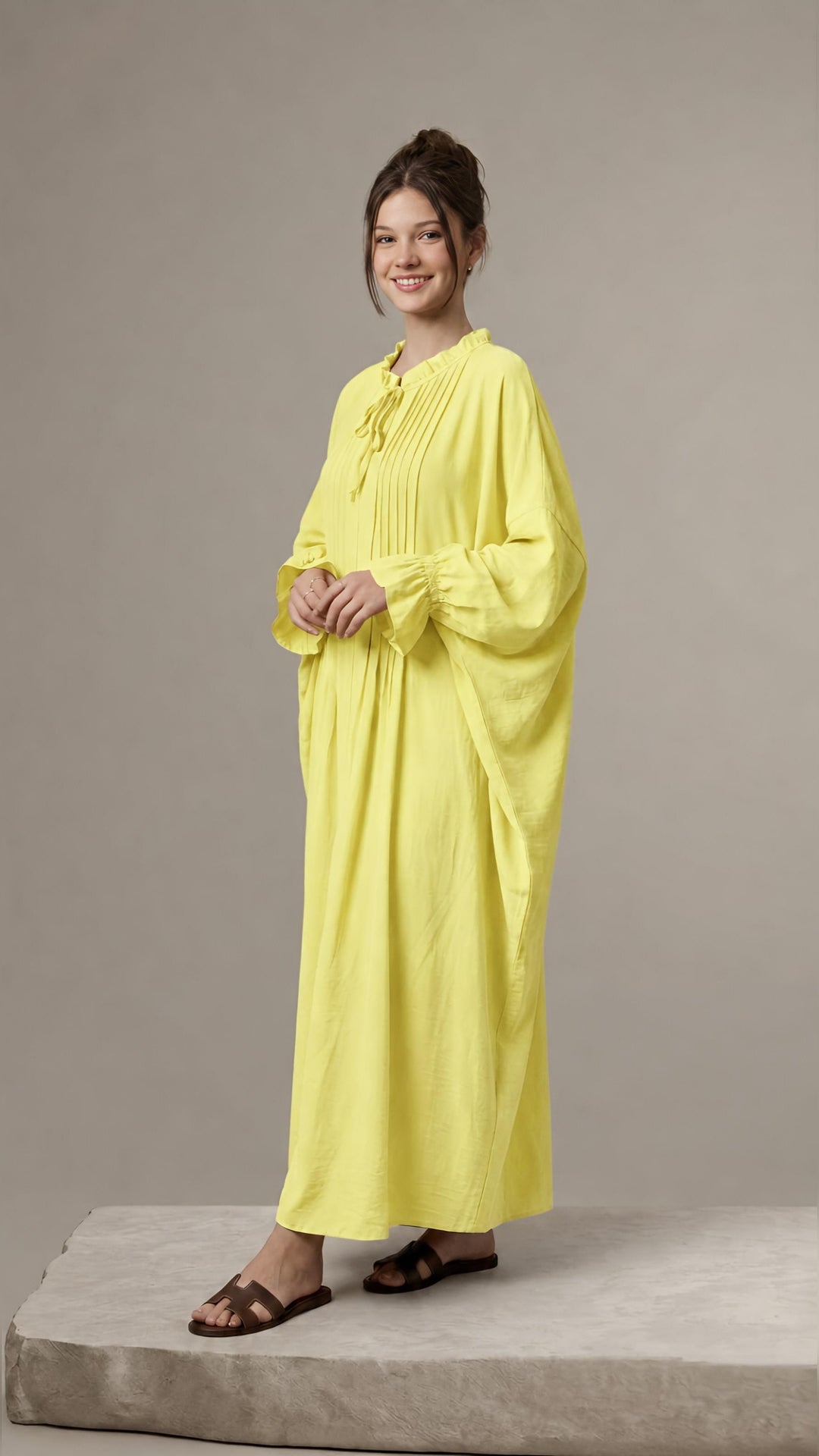 MH Batwing Dress with Inner Drawstring, One Size UK 8-20, Dress Length 53 inches, Chest Size 54 inches, Casual Womenswear Summer Maxi Long Sleeve