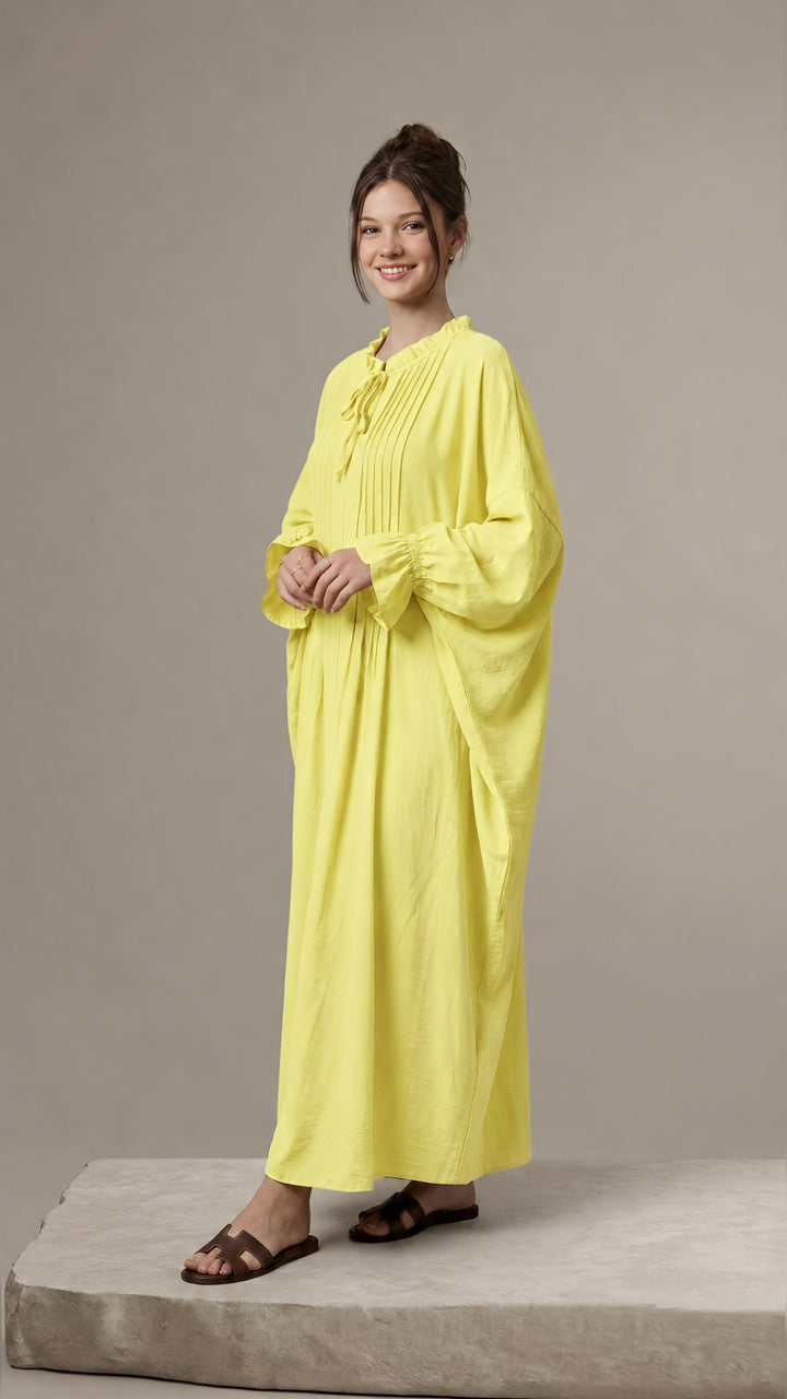 MH Batwing Dress with Inner Drawstring, One Size UK 8-20, Dress Length 53 inches, Chest Size 54 inches, Casual Womenswear Summer Maxi Long Sleeve