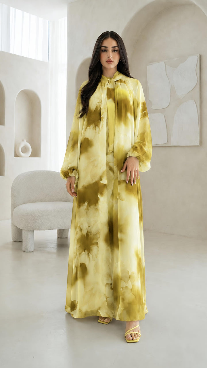 MH Chiffon Dress with Inner Lining One Size UK 10-20 Length 54 Inches Chest 26 Inches Elegant Flowing Design Casual Womenswear Summer Basic Long Sleeve Maxi