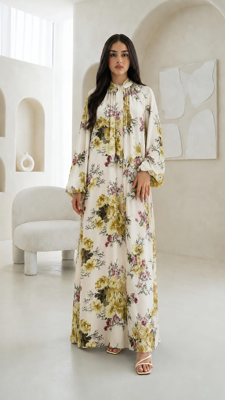 MH Chiffon Dress with Inner Lining One Size UK 10-20 Length 54 Inches Chest 26 Inches Elegant Flowing Design Casual Womenswear Summer Basic Long Sleeve Maxi