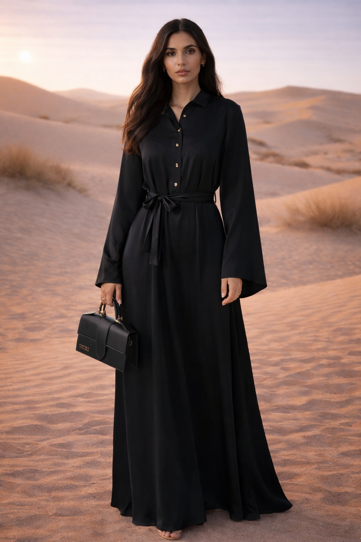 MH Silk Satin Dress, One Size UK 10-20, Dress Length 54 inches, chest size 25 inches Casual Womenswear Summer Maxi Long Sleeve
