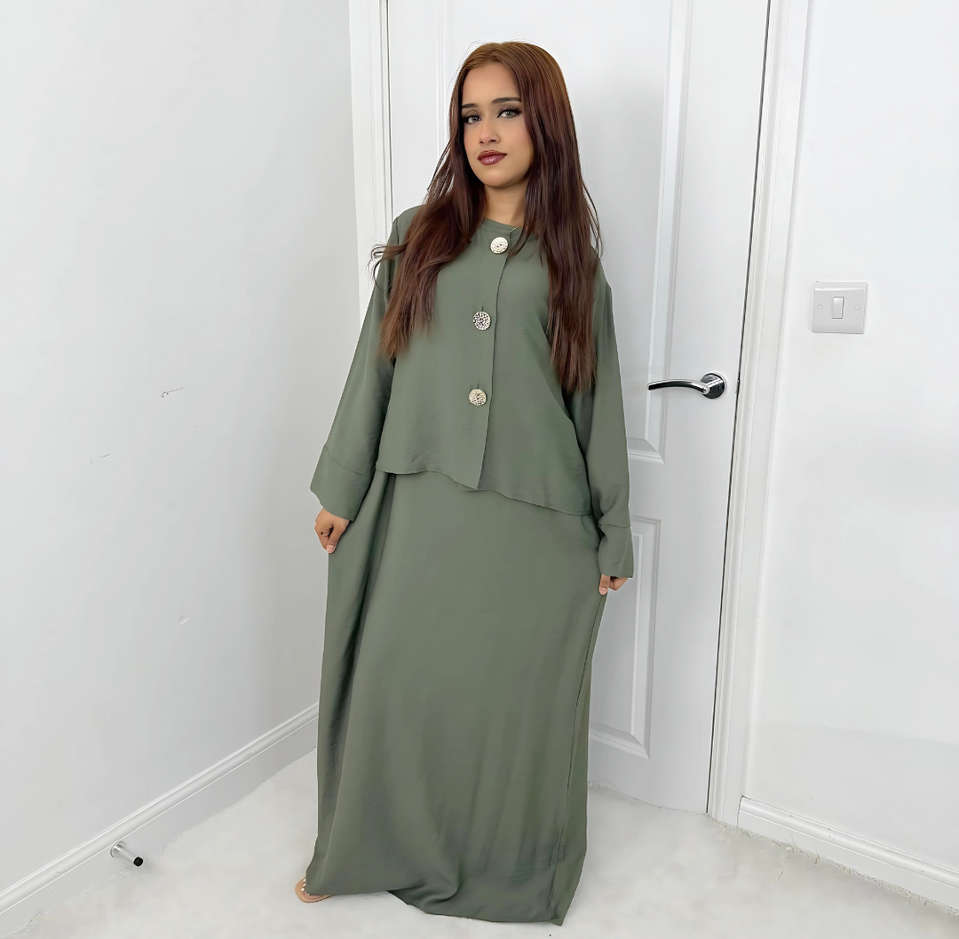 New Viral Kimono Dress One Size UK 6-14 Gold Button in Various Colours Length 54" for Women's Fashion Casual Womenswear Summer Basic Maxi Minimalist Long Sleeve