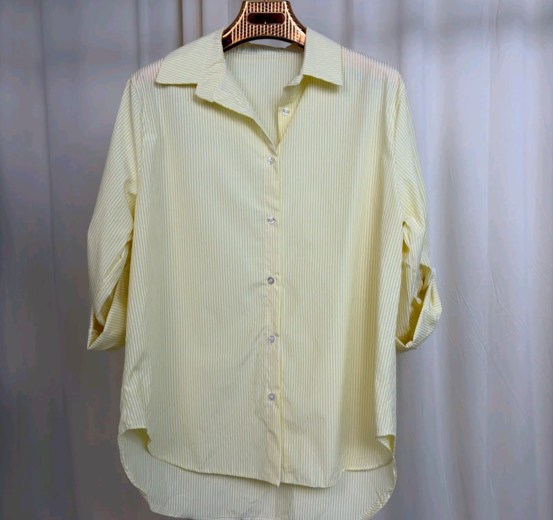 MH Stripped Collar Shirt, One Size UK 8-16, shirt front length 27, shirt back length 31 inches, chest size 22 inches