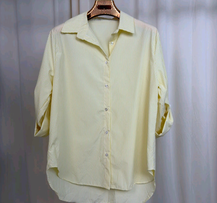 MH Stripped Collar Shirt, One Size UK 8-16, shirt front length 27, shirt back length 31 inches, chest size 22 inches