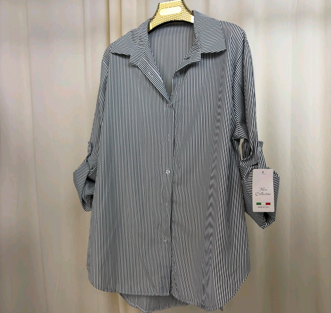 MH Stripped Collar Shirt, One Size UK 8-16, shirt front length 27, shirt back length 31 inches, chest size 22 inches