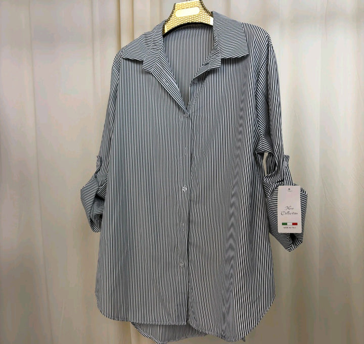 MH Stripped Collar Shirt, One Size UK 8-16, shirt front length 27, shirt back length 31 inches, chest size 22 inches