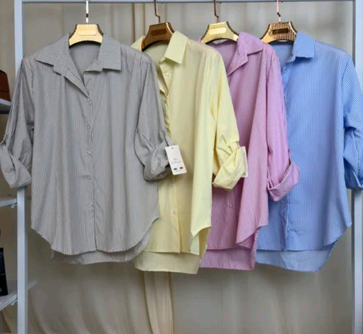 MH Stripped Collar Shirt, One Size UK 8-16, shirt front length 27, shirt back length 31 inches, chest size 22 inches