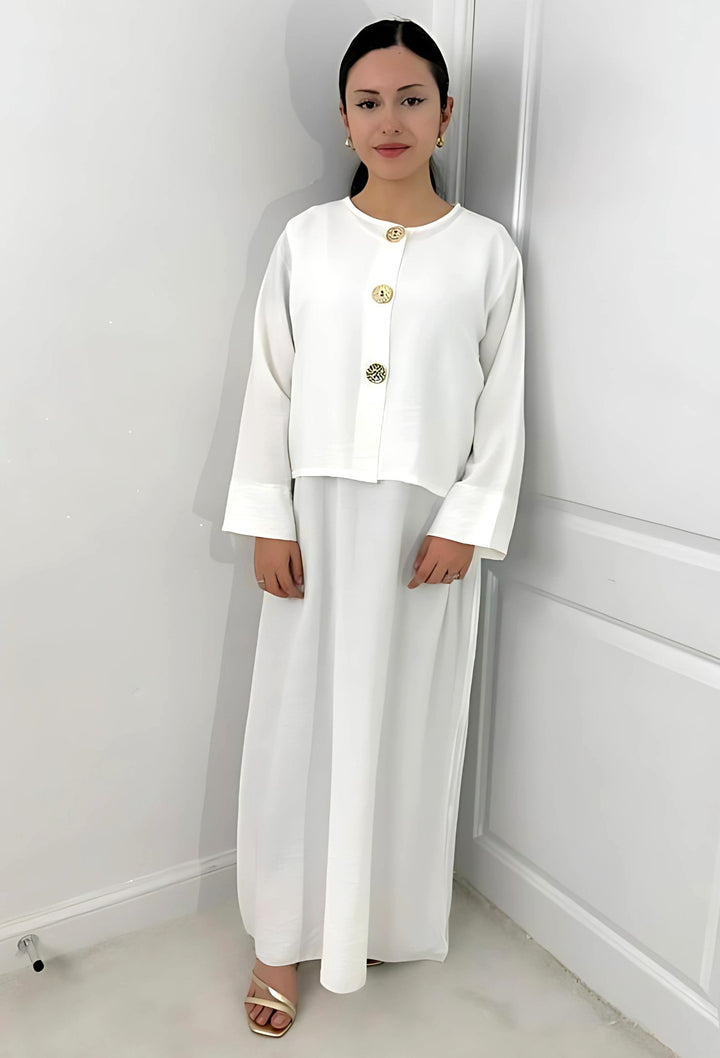 New Viral Kimono Dress One Size UK 6-14 Gold Button in Various Colours Length 54" for Women's Fashion Casual Womenswear Summer Basic Maxi Minimalist Long Sleeve